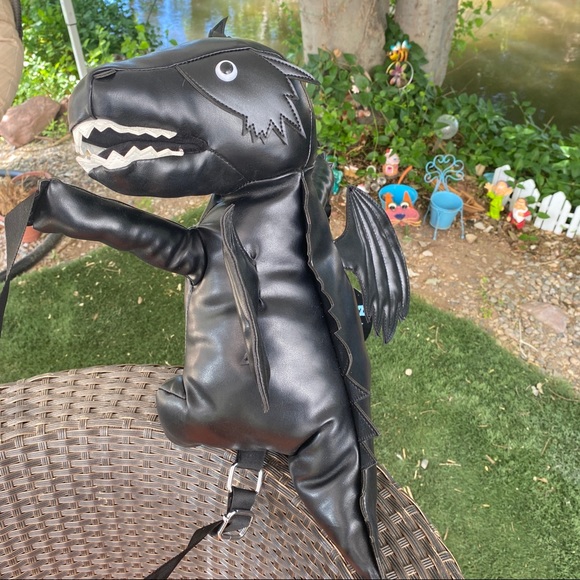 Dolls Kill Handbags - Dolls Kill Goth Darkest Soul Dragon Plushie Backpack
